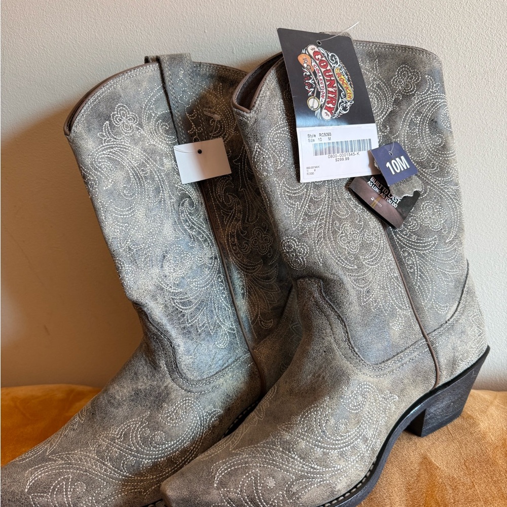 Gray Western Heeled Boots